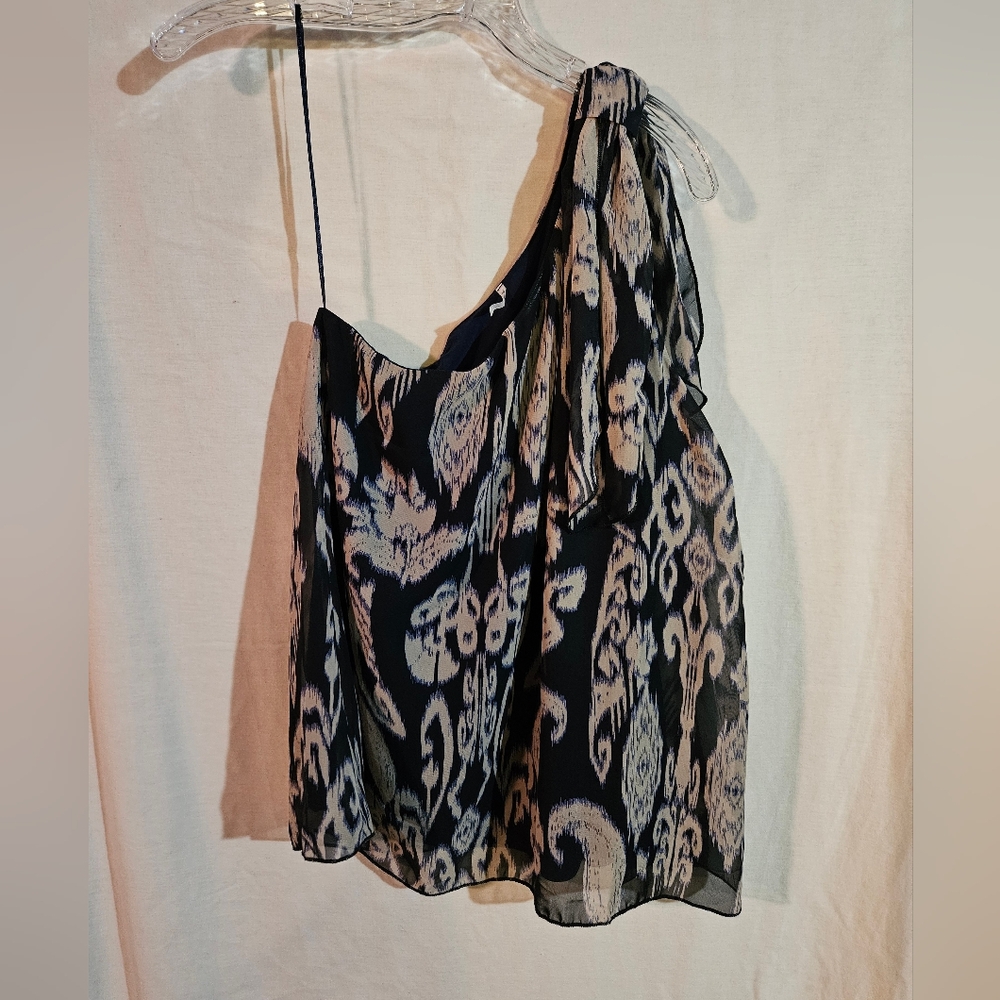 3rd And Malt Women's One Shoulder Top With Floral Design In Blue Size Large